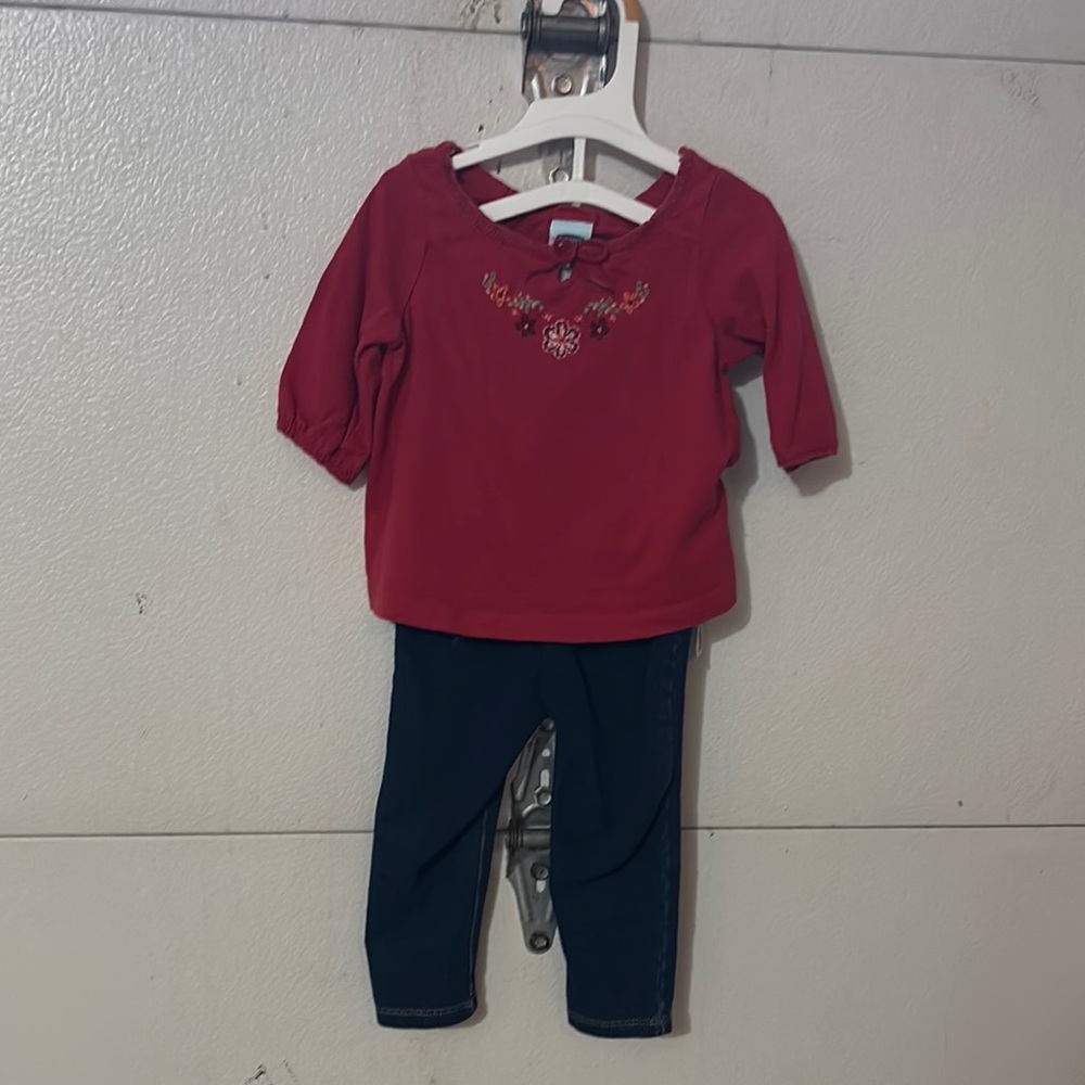 Red Top and Dark Pants Set